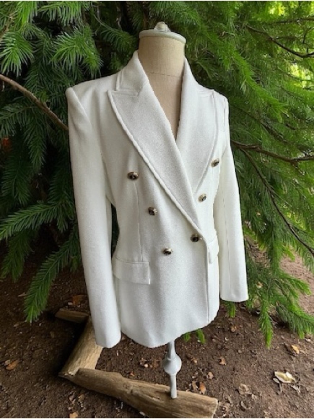 Zara Classic Double-Breasted White Women's Blazer